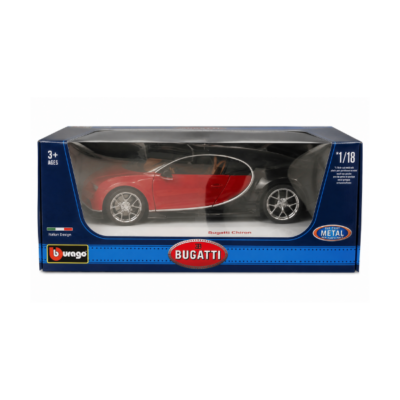 Bburago 1-18 Bugatti Chiron Diecast Model Car – Red & Black
