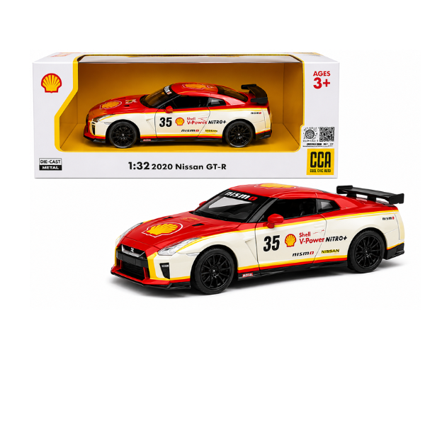CCA 1-32 NISSAN GTR 2020 Red Diecast Alloy Car Model Toy Car with Light, Sound, Opening Doors & Pull Back Action