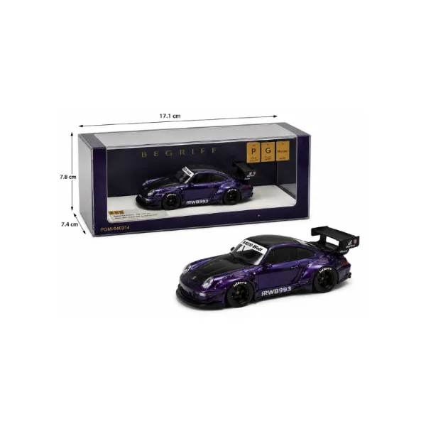 PGM 1:64 RWB Porsche 993 FRWB993 Diecast Model Car – Metallic Purple