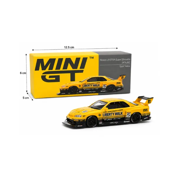MINI GT 1:64 Nissan LB-ER34 Super Silhouette Skyline – Sport Yellow