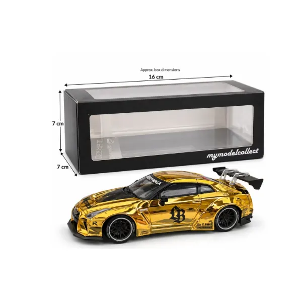My Model Collect Nissan GT-R R35 LBWK Chrome Gold – 1:64 Diecast Model Car