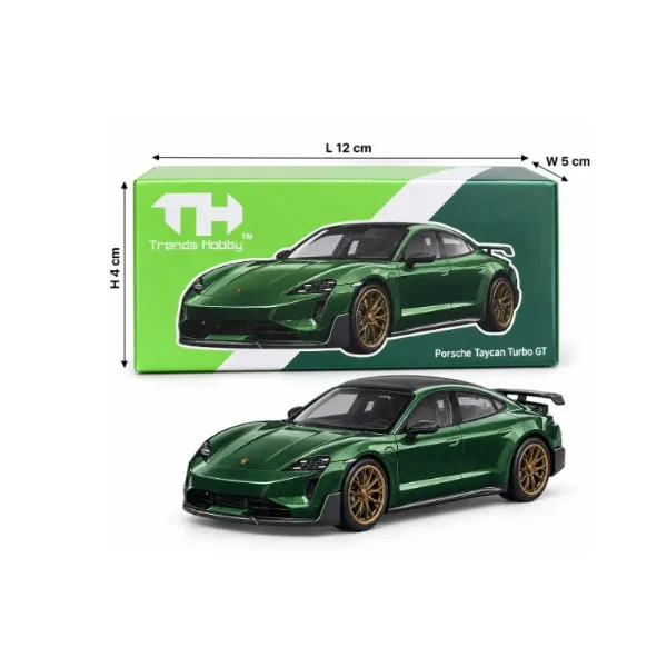 Trends Hobby Porsche Taycan Turbo GT Green – 1:64 Diecast Model Car